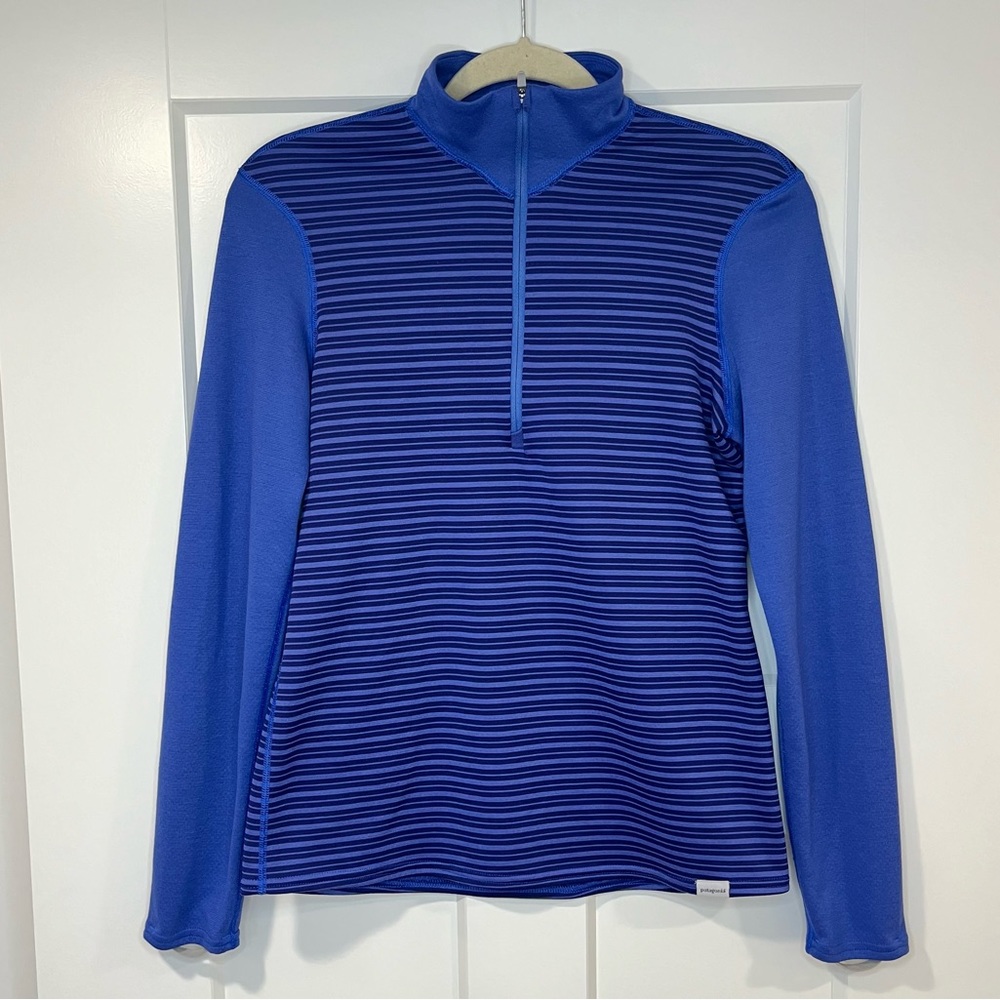 Patagonia S Capilene 3 Midweight Base Layer Zip Neck Pullover Purple Striped